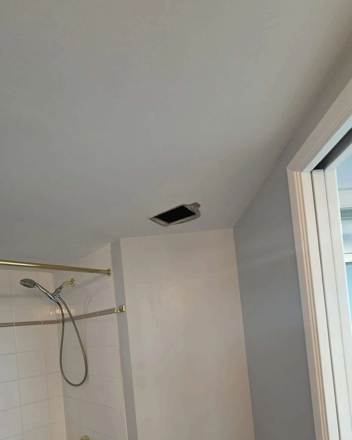 Bathroom ceiling patch in Surrey, BC, before